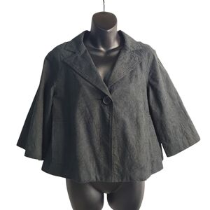 Liz Claiborne Women's Blazer Jacket Black Embroidered One Button Cropped Size S